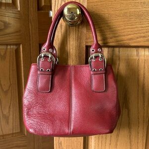 Tignanello Red pebble leather handbag.